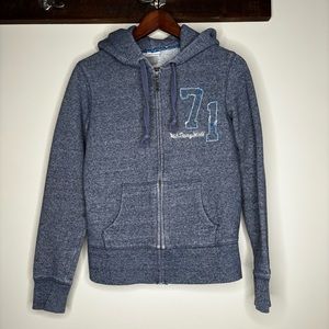 Disney Parks Heathered Blue Full Zip Hoodie Mickey Mouse Sweatshirt Size Small
